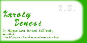 karoly dencsi business card